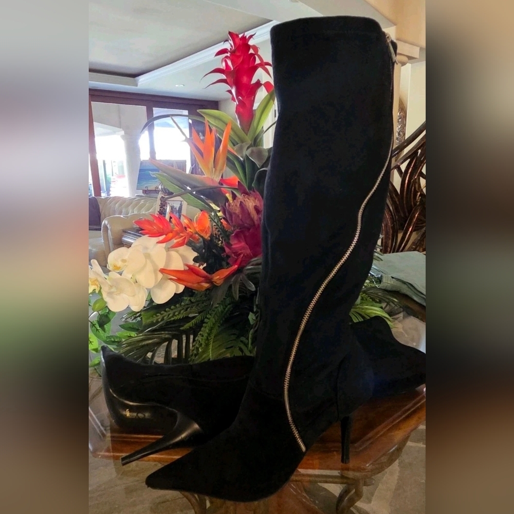 Jessica Simpson Supreme Black Stretch Microsuede Boot Size 7.5 B New In Box - Picture 9 of 9